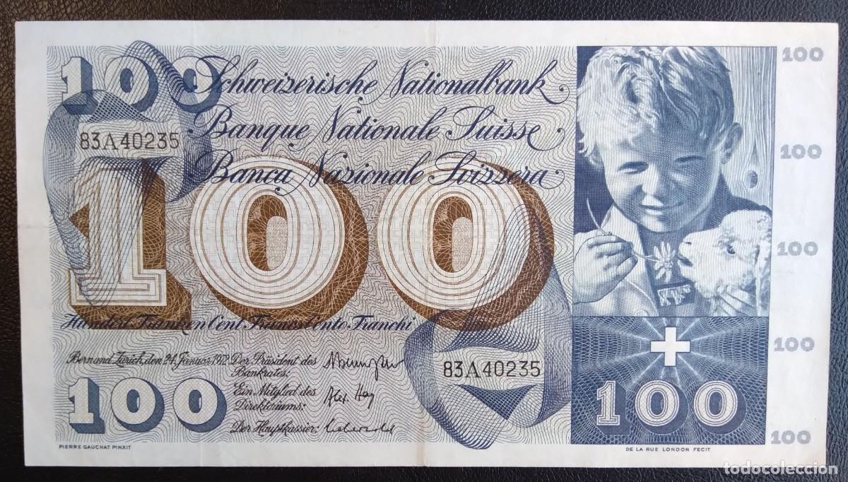 Billetes extranjeros: SUIZA*1972 * 100 FRANCS MBC