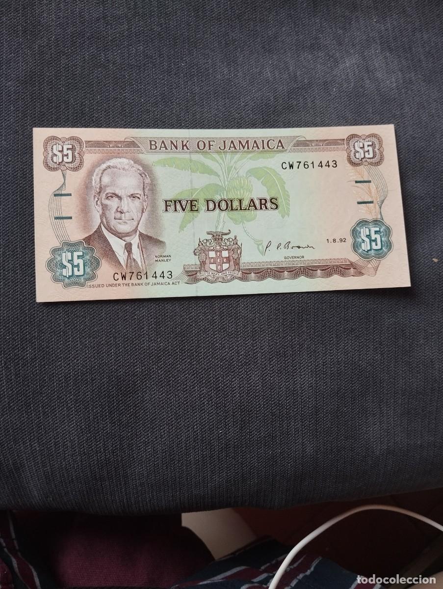 Billetes extranjeros: BILLETE DE 5 D&Oacute;LARES SC DE JAMAICA A&Ntilde;O 1992 - VER LAS FOTOS MIRAR TODOS MIS LOTES DE BILLETES