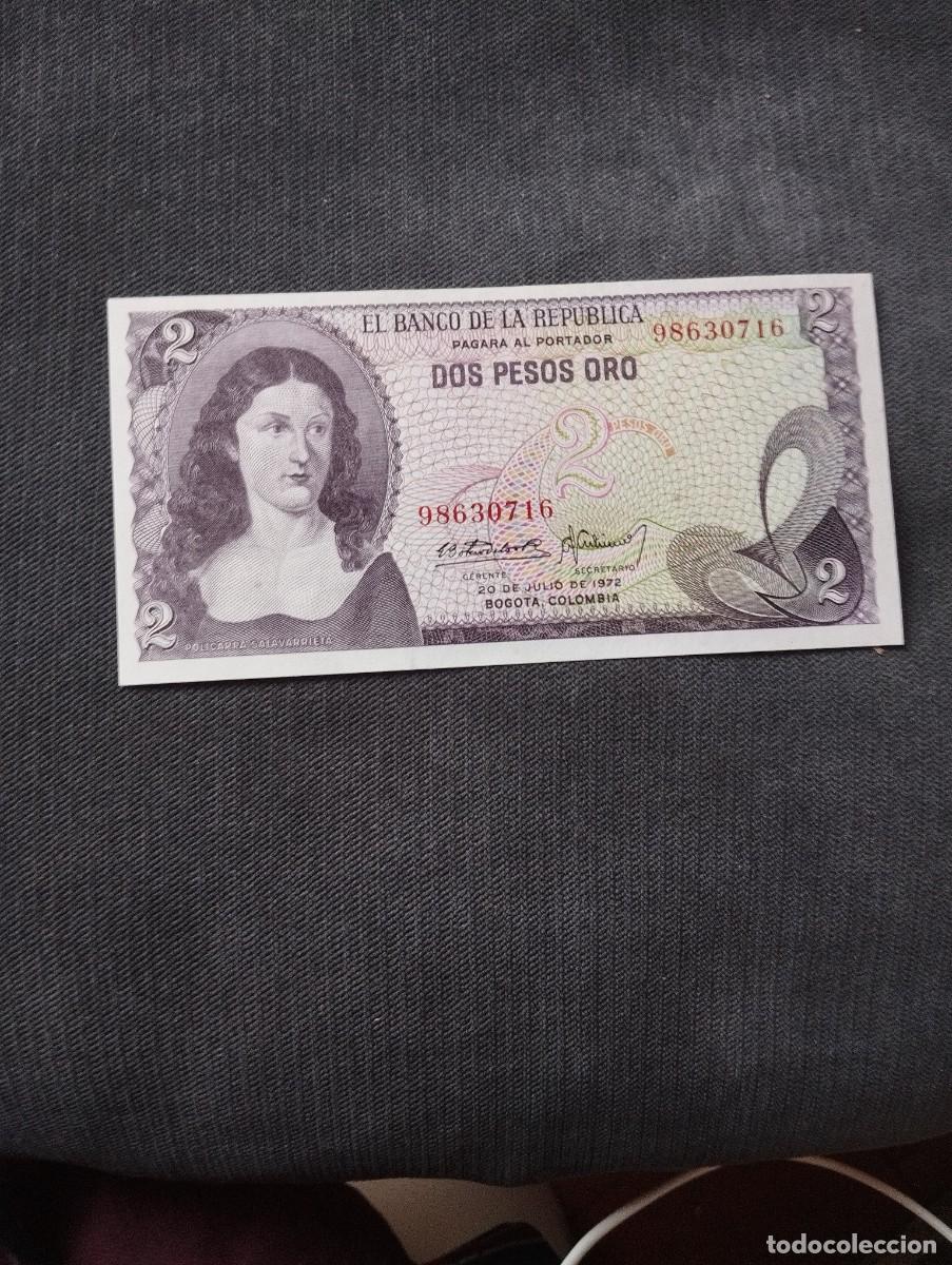 International Banknotes: BILLETE DE 2 PESOS ORO SC DE COLOMBIA A&Ntilde;O 1972 - VER LAS FOTOS MIRAR TODOS MIS LOTES DE BILLETES