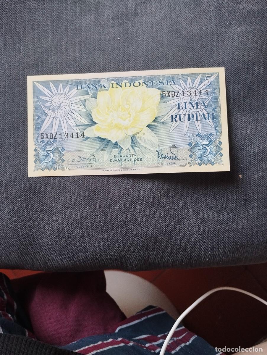 Billetes extranjeros: BILLETE DE 5 RUPIAS SC DE INDONESIA A&Ntilde;O 1959 - VER LAS FOTOS MIRAR TODOS MIS LOTES DE BILLETES