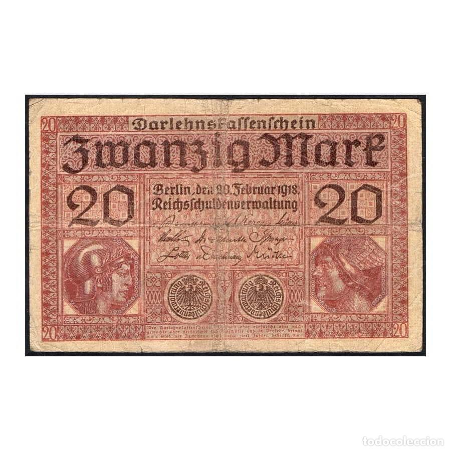 Notas Internacionais: Alemania 1918 [BLL] Darlehenskassenschein. 20 Marcos (RC)
