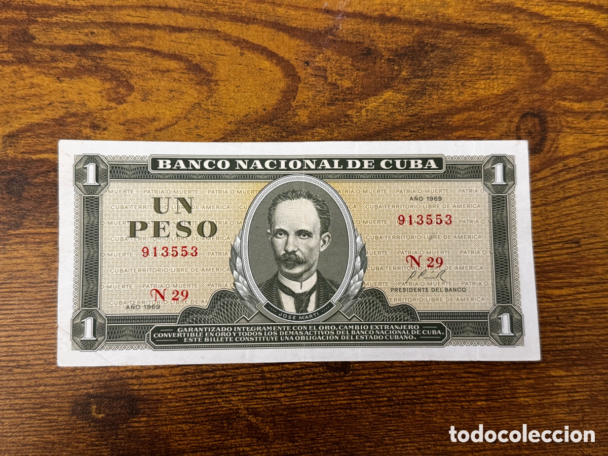 Billetes extranjeros: Billete de 1 peso de Cuba. Circulado en Buena condici&oacute;n. A&ntilde;o 1969