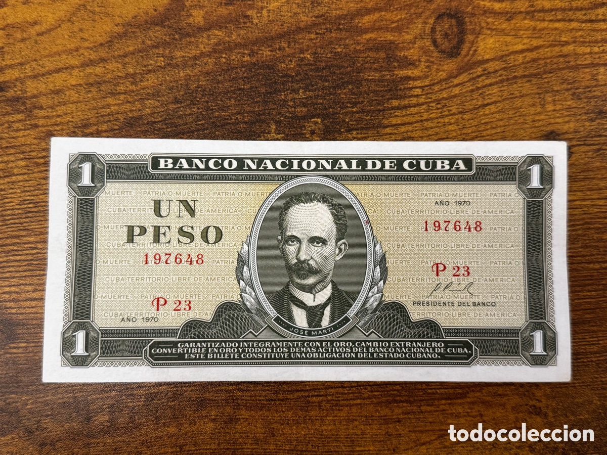 Banconote internazionali: Billete de 1 peso de Cuba. Circulado en Buena condici&oacute;n. A&ntilde;o 1970