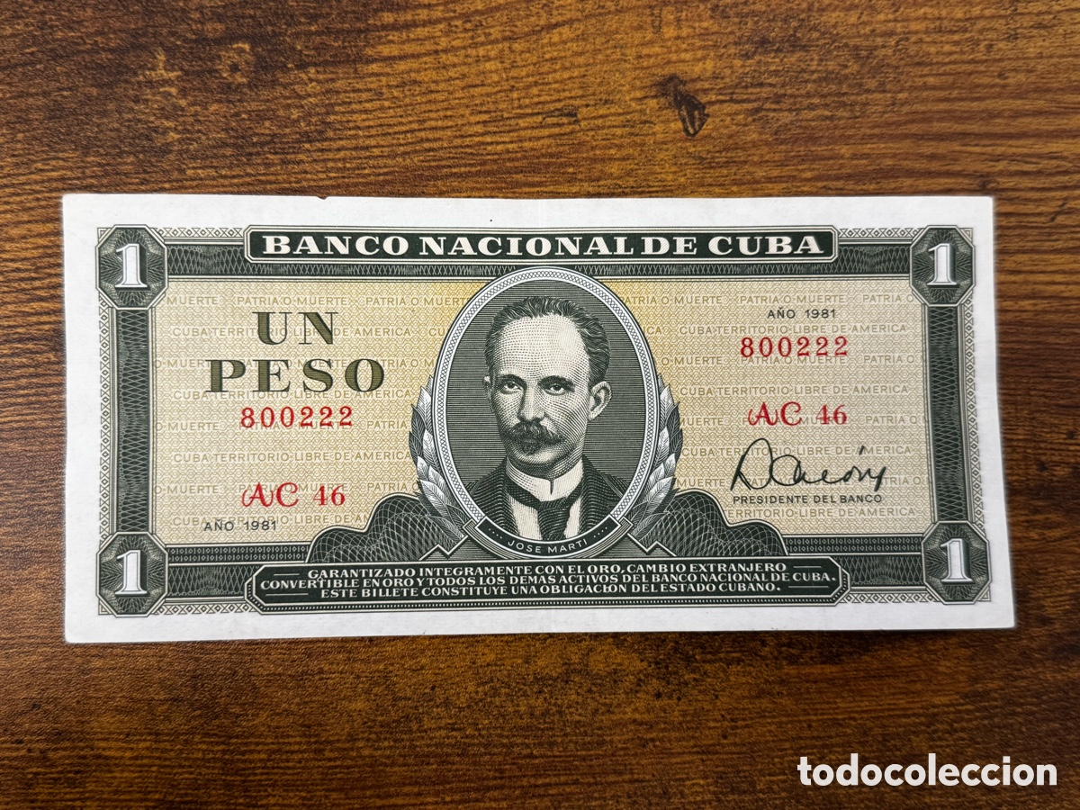 Banconote internazionali: Billete de 1 peso de Cuba. Circulado en Buena condici&oacute;n. A&ntilde;o 1981