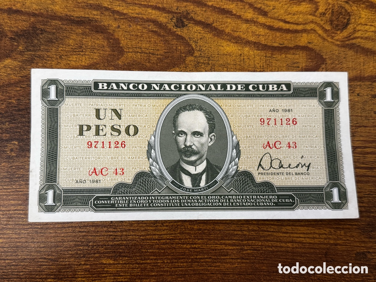Billetes extranjeros: Billete de 1 peso de Cuba. Circulado en Buena condici&oacute;n. A&ntilde;o 1981