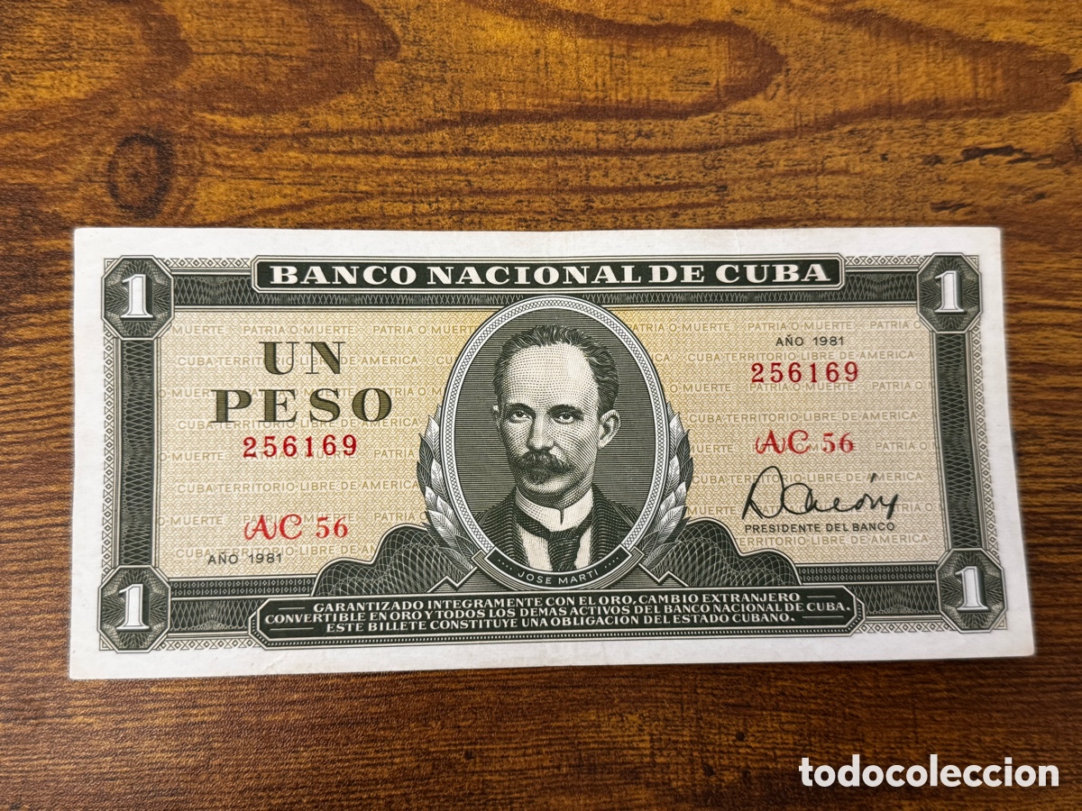 Billetes extranjeros: Billete de 1 peso de Cuba. Circulado en Buena condici&oacute;n. A&ntilde;o 1981
