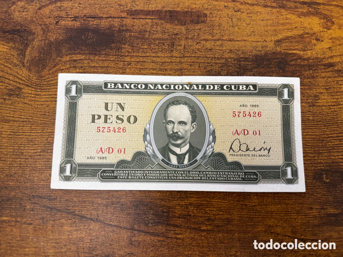 Billetes extranjeros: Billete de 1 peso de Cuba. Circulado en Buena condici&oacute;n. A&ntilde;o 1985