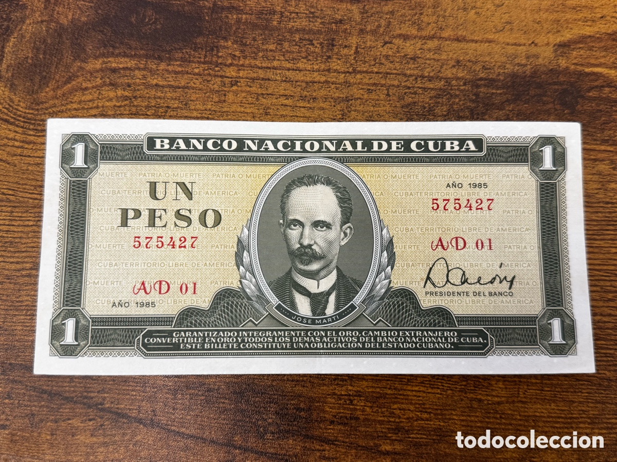 Billetes extranjeros: Billete de 1 peso de Cuba. Circulado en Buena condici&oacute;n. A&ntilde;o 1985