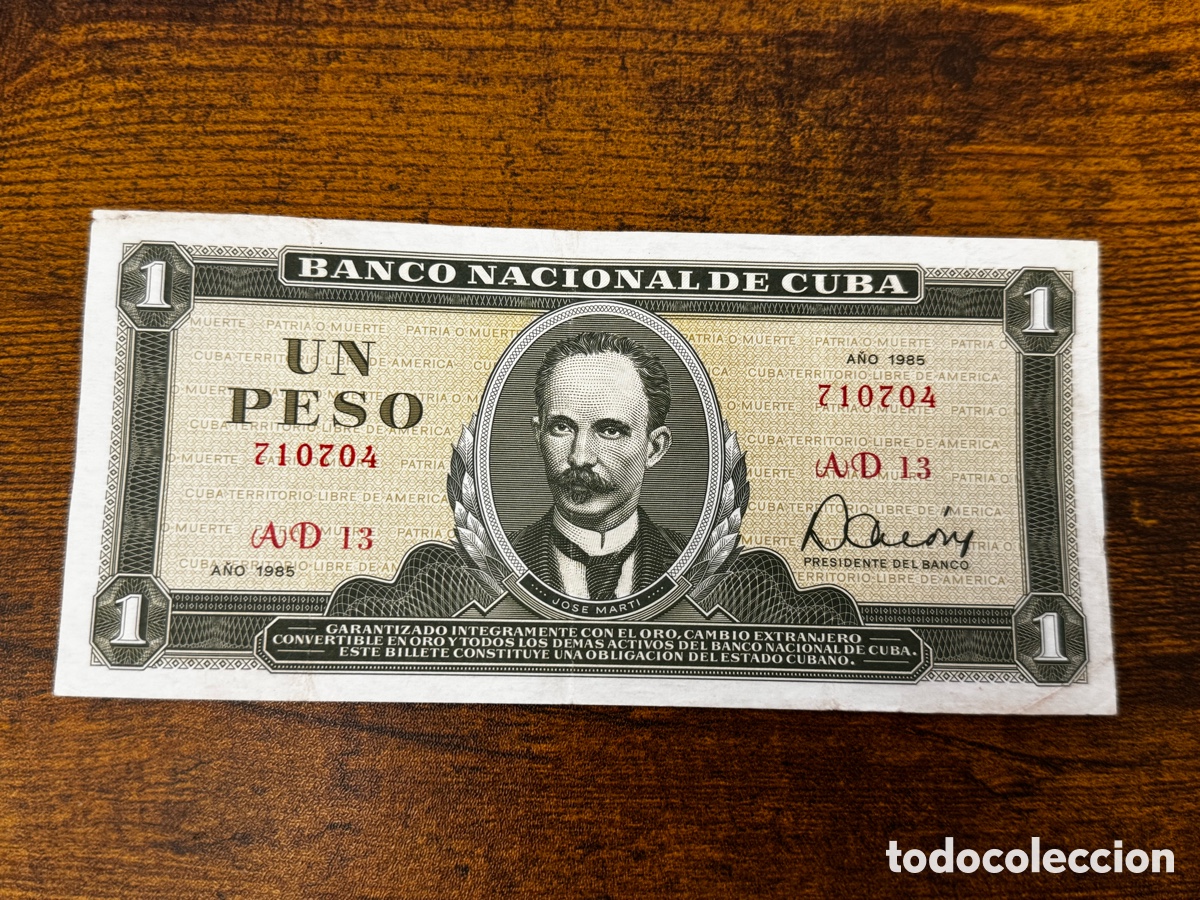 Billetes extranjeros: Billete de 1 peso de Cuba. Circulado en Buena condici&oacute;n. A&ntilde;o 1985