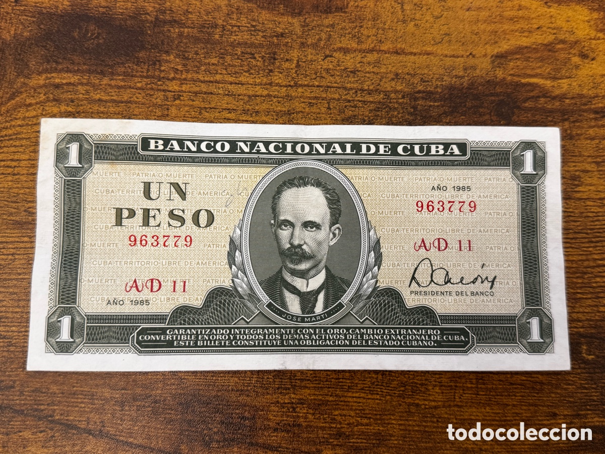 Billetes extranjeros: Billete de 1 peso de Cuba. Circulado en Buena condici&oacute;n. A&ntilde;o 1985