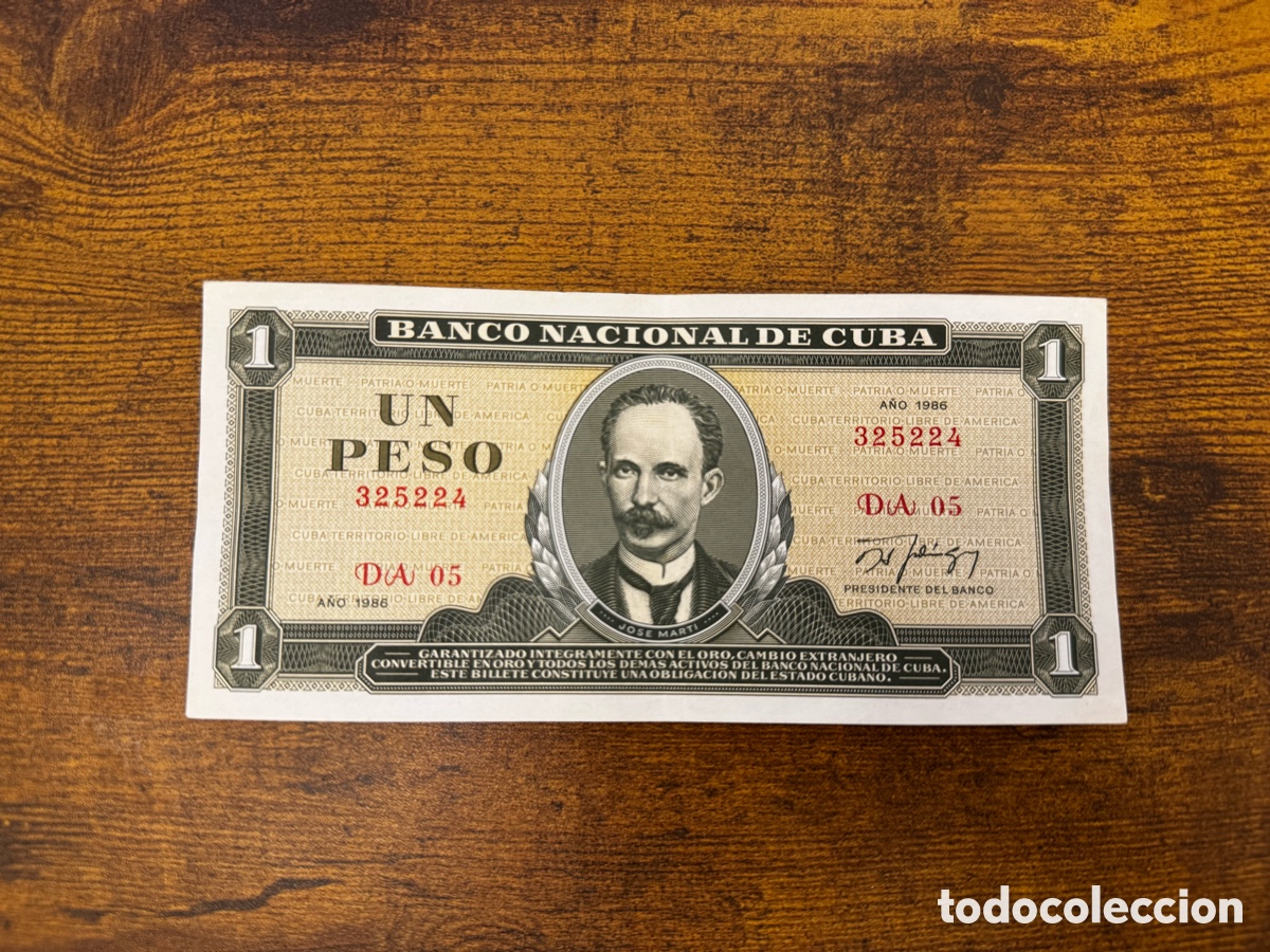 Billetes extranjeros: Billete de 1 peso de Cuba. Circulado en Buena condici&oacute;n. A&ntilde;o 1986
