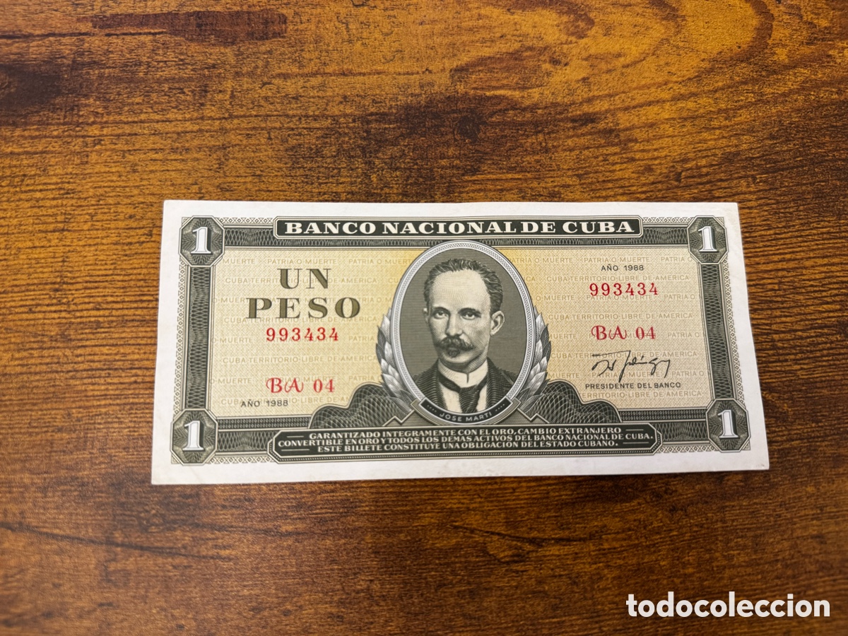 Billetes extranjeros: Billete de 1 peso de Cuba. Circulado en Buena condici&oacute;n. A&ntilde;o 1988