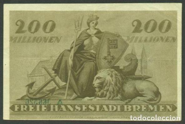 Notas Internacionais: ALEMANIA. Bremen. 200 millionen mark 1923.