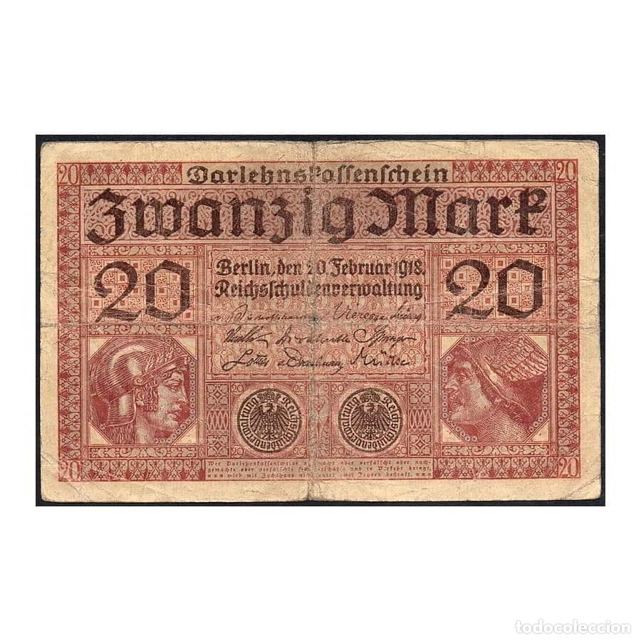 Billetes extranjeros: Alemania 1918 [BLL] Darlehenskassenschein. 20 Marcos (RC)