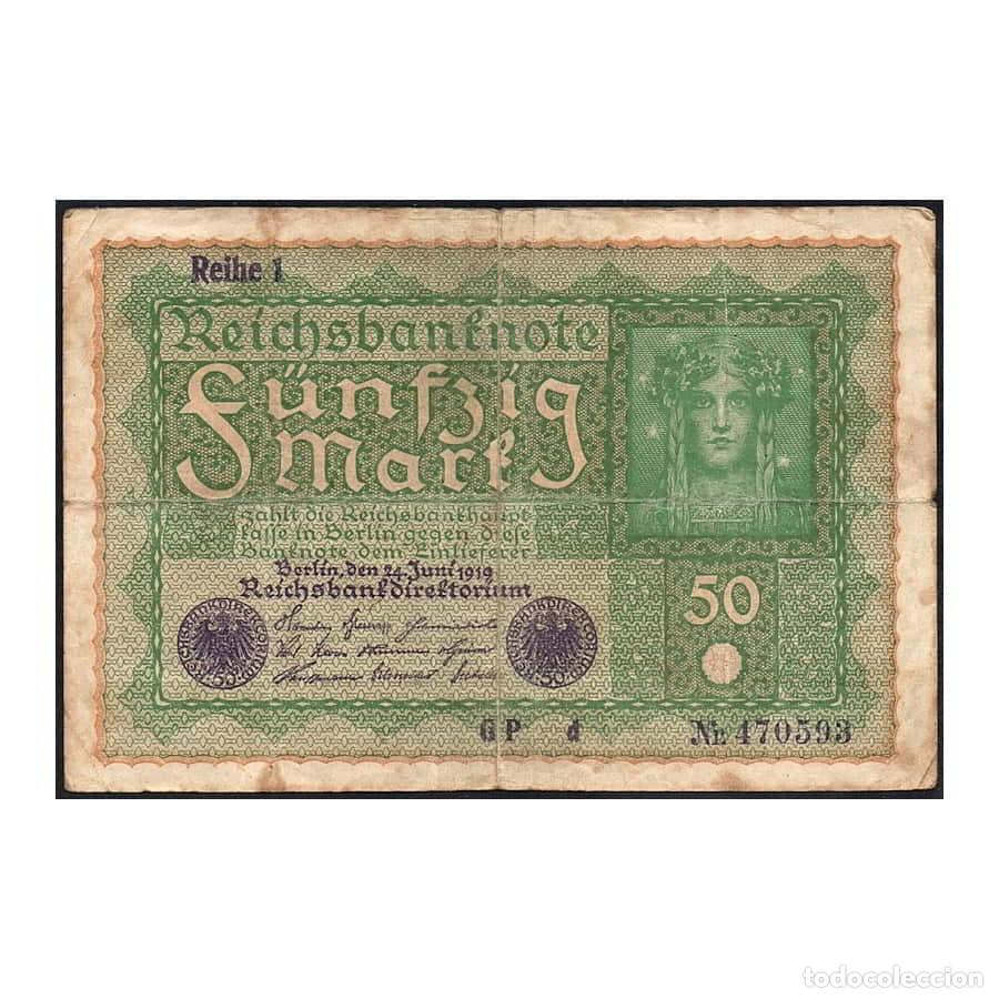 Billetes extranjeros: Alemania 1919 [BLL] Reichsbanknote. 50 Marcos (BC)