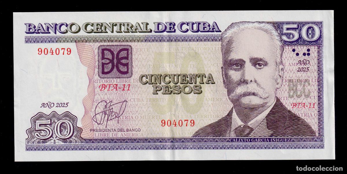Billetes extranjeros: CUBA 50 PESOS 2025 XF/EBC- Pick.123 Serie 904079 Alfa BTA-11