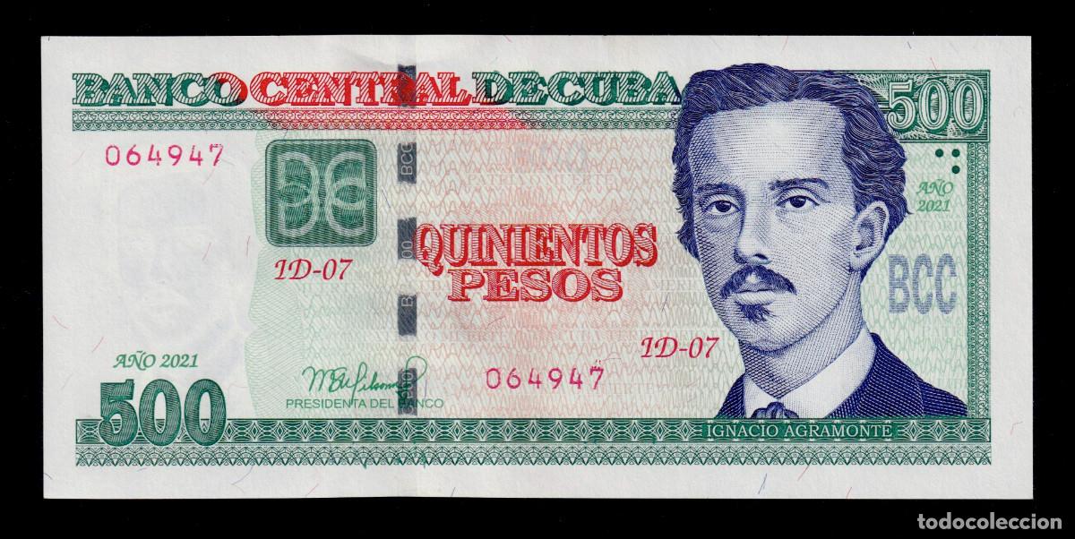 Billetes extranjeros: CUBA 500 PESOS 2021 UNC/SC Pick.131 Serie 064947 Alfa ID-07
