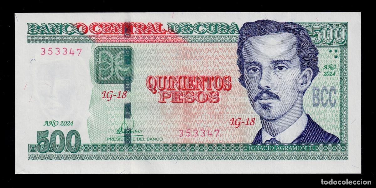 Billetes extranjeros: CUBA 500 PESOS 2024 UNC/SC Pick.131 Serie 353347 Alfa IG-18 (Variante 1)