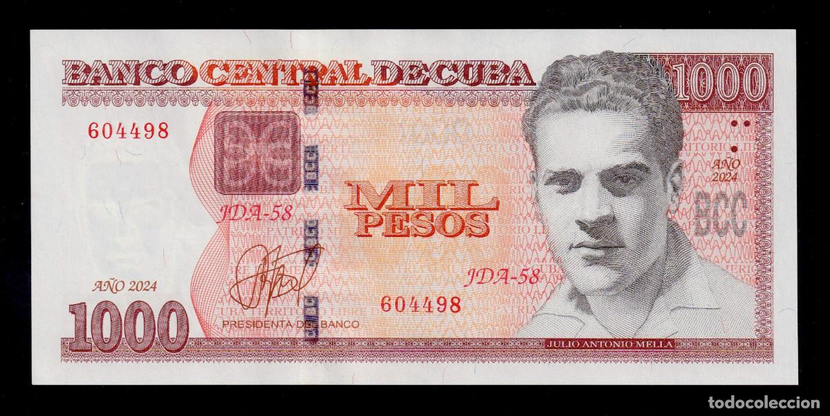 Billetes extranjeros: CUBA 1000 PESOS 2024 UNC/SC Pick.NL Serie 604498 Alfa JDA-58