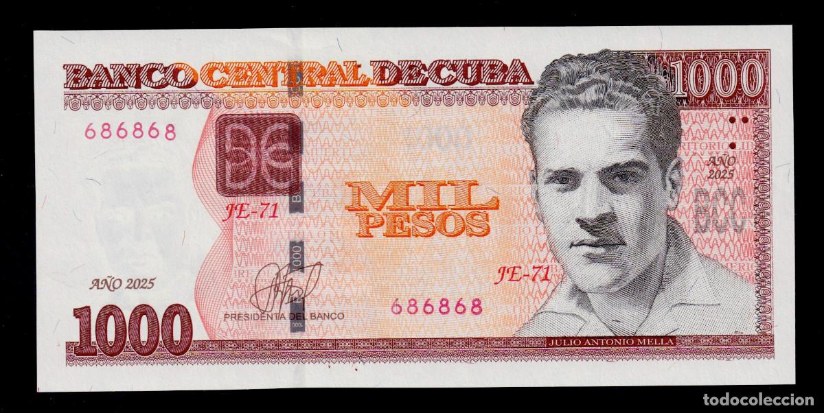 Billetes extranjeros: CUBA 1000 PESOS 2025 UNC/SC Pick.NL Serie 686868 Alfa JE-71 SÚPER REPETIDOR - ROTADOR VERDADERO