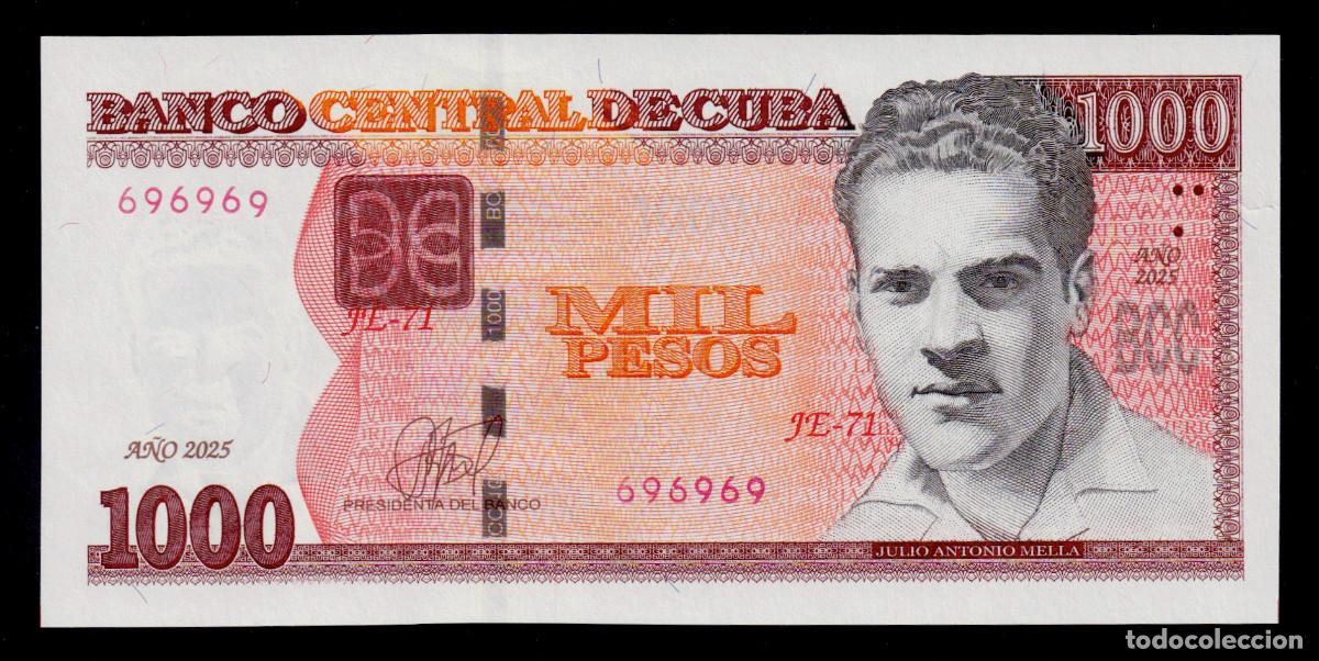 Billetes extranjeros: CUBA 1000 PESOS 2025 UNC/SC Pick.NL Serie 696969 Alfa JE-71 SÚPER REPETIDOR - ROTADOR (Muy Raro)
