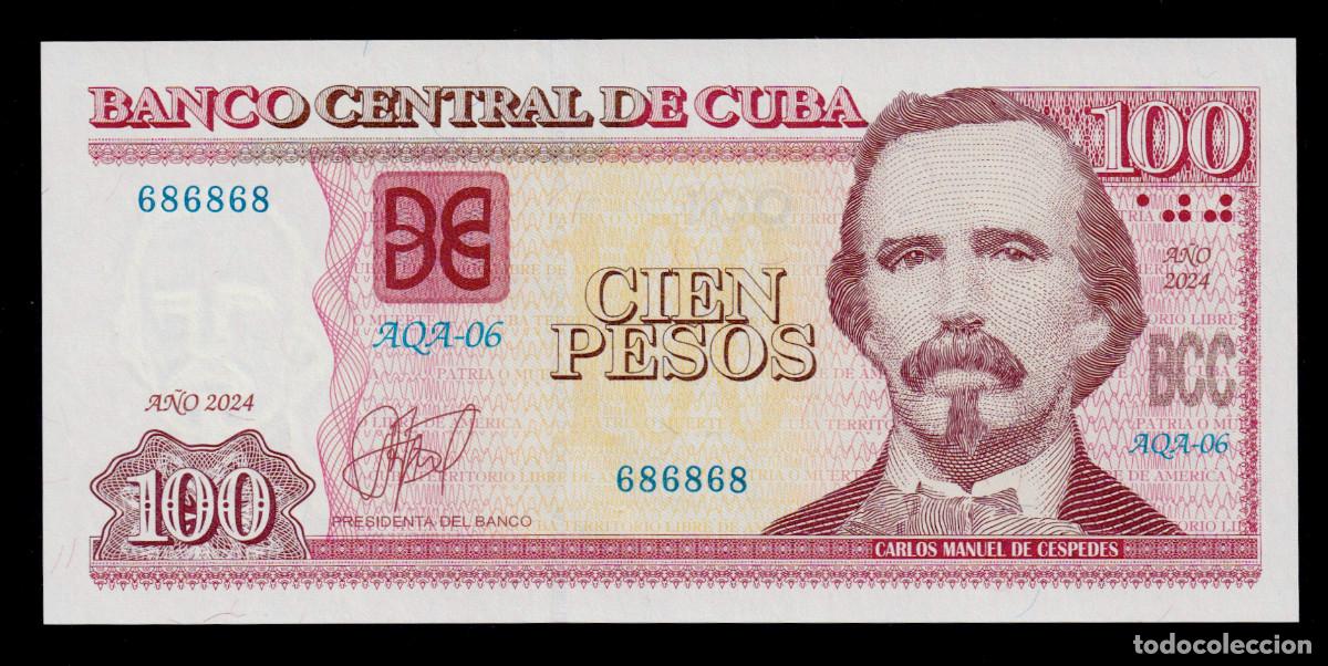 Billetes extranjeros: CUBA 100 PESOS 2024 UNC/SC Pick.NL Serie 686868 Alfa AQA-06 SÚPER REPETIDOR - ROTADOR (Muy Raro)
