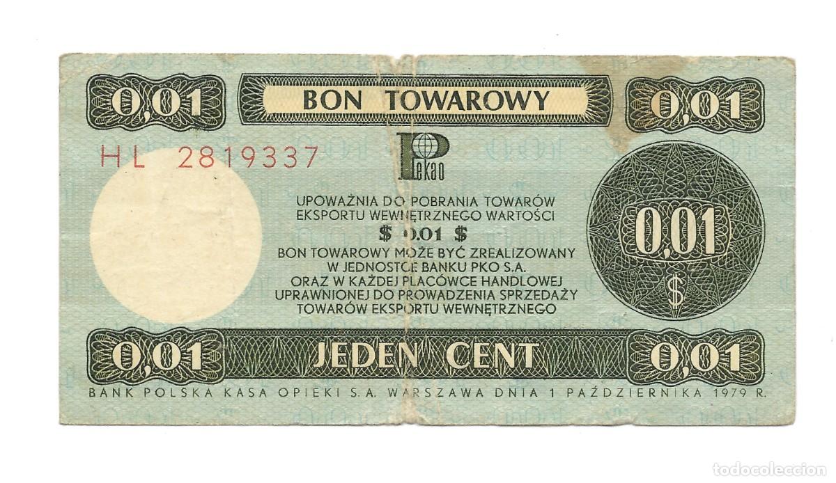 Billetes extranjeros: Bono 0.01 Centavos Polonia 1979 PKO