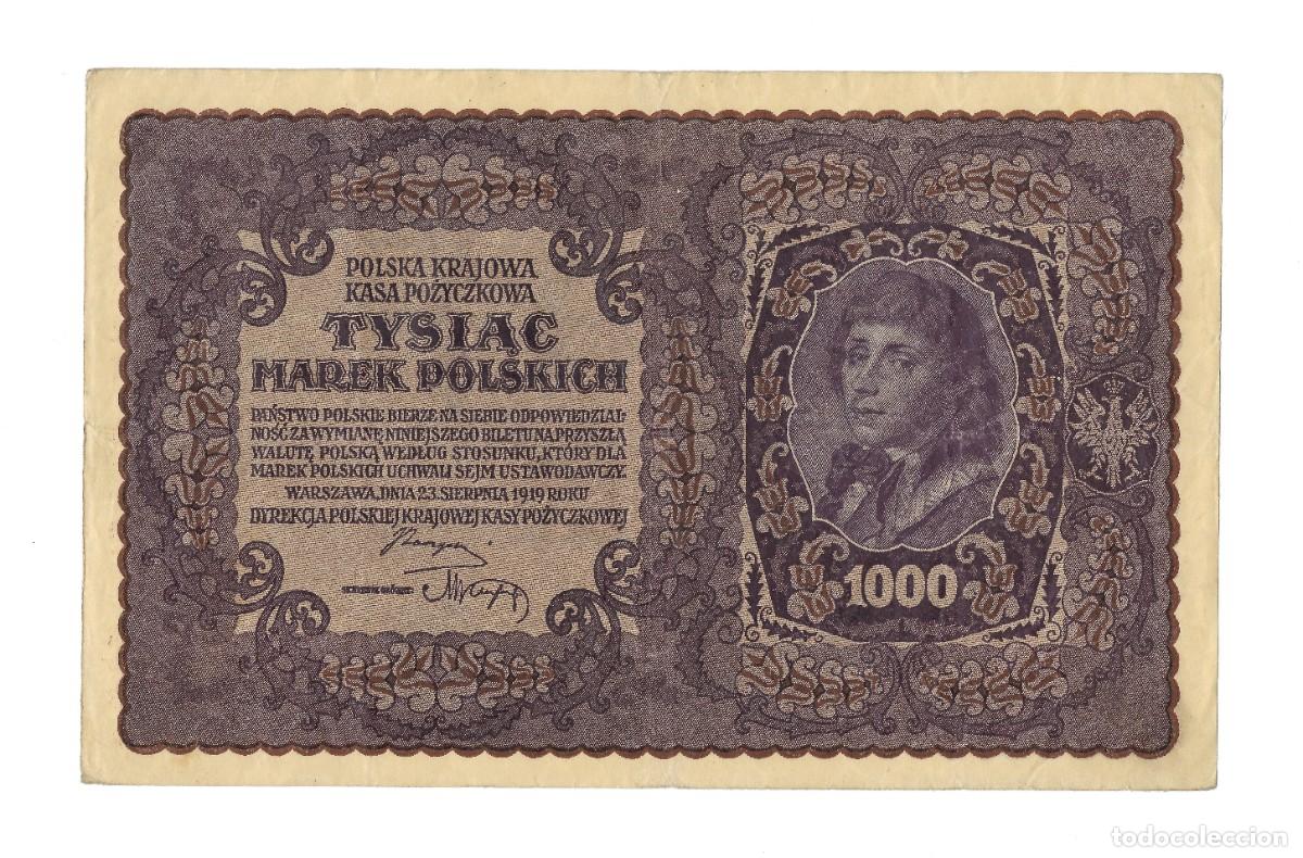 Billetes extranjeros: Billete de 1000 Marek Polskich de Polonia 1919.