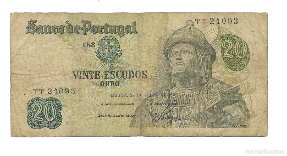 Billetes extranjeros: Billete de 20 Escudos de Portugal 1971 F.