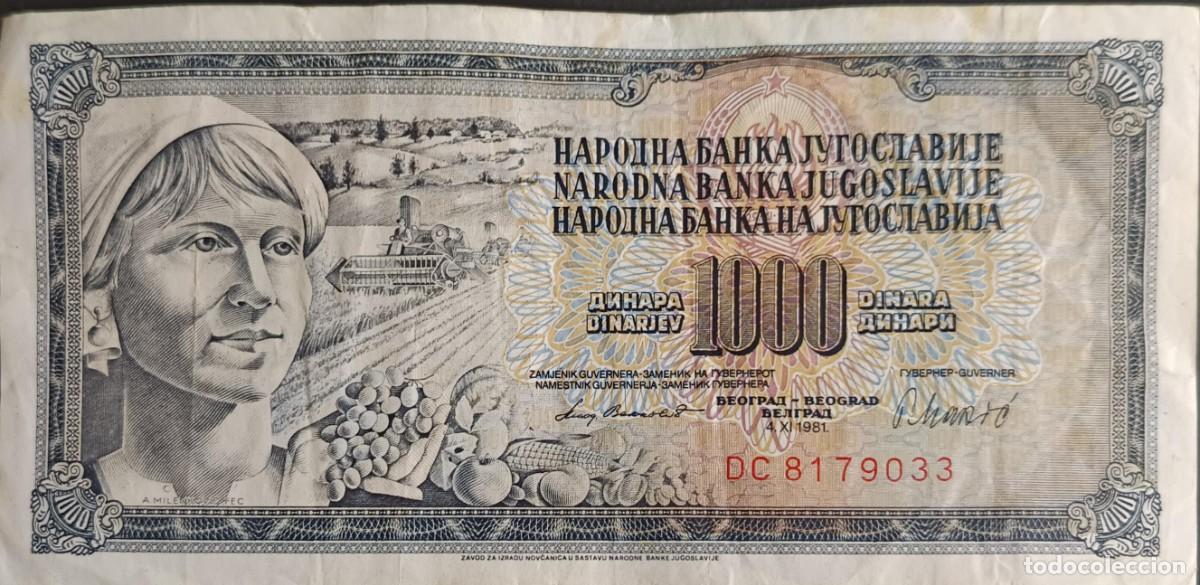 Billetes extranjeros: B55 - Yugoslavia 1.000 Dinara 1981