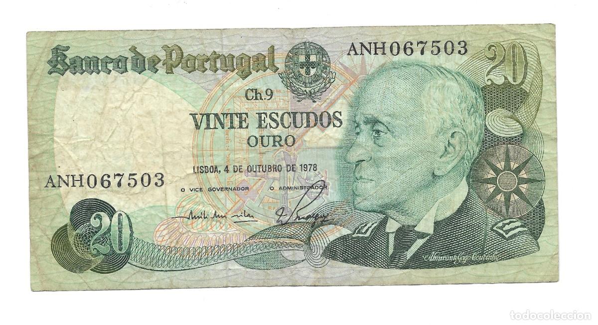 Billetes extranjeros: Billete de 20 Escudos de Portugal 1978 F.