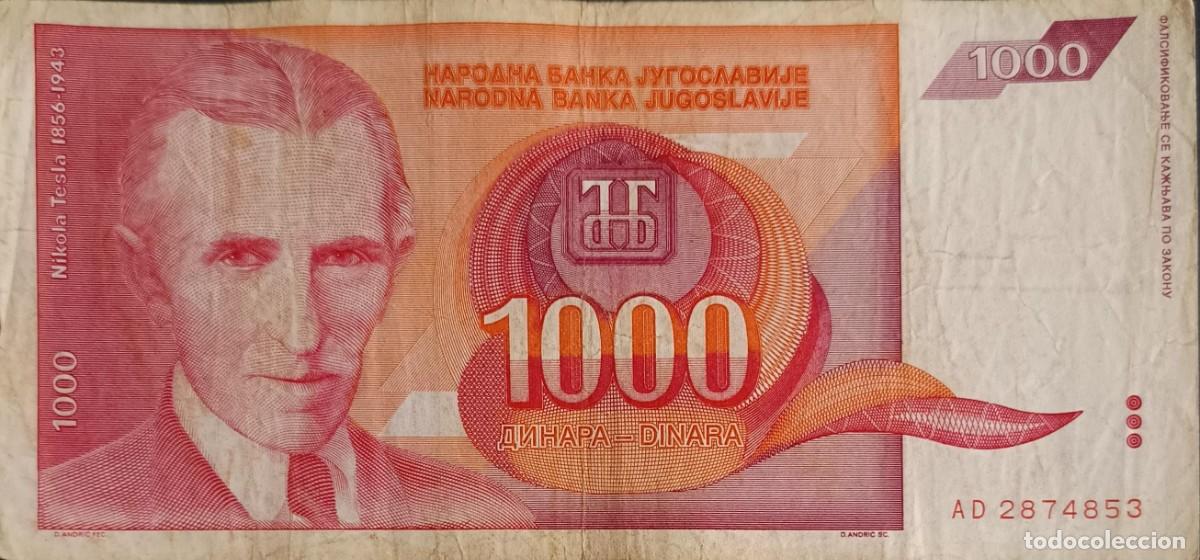 Billetes extranjeros: B140 - Yugoslavia 1.000 Dinara 1992 P114 BC