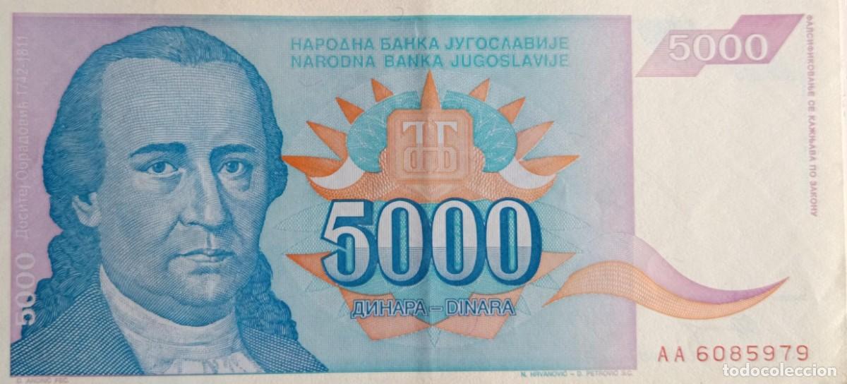 Billetes extranjeros: B53 - Yugoslavia 5.000 Dinara 1994 P141 EBC