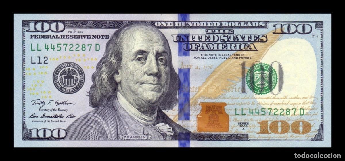 Billetes extranjeros: Estados Unidos 100 D&oacute;lares Benjamin Franklin 2009A Pick 536 LL - San Francisco CA Sc Unc
