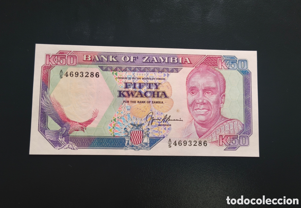 Billetes extranjeros: 50 kwacha Zambia 1989