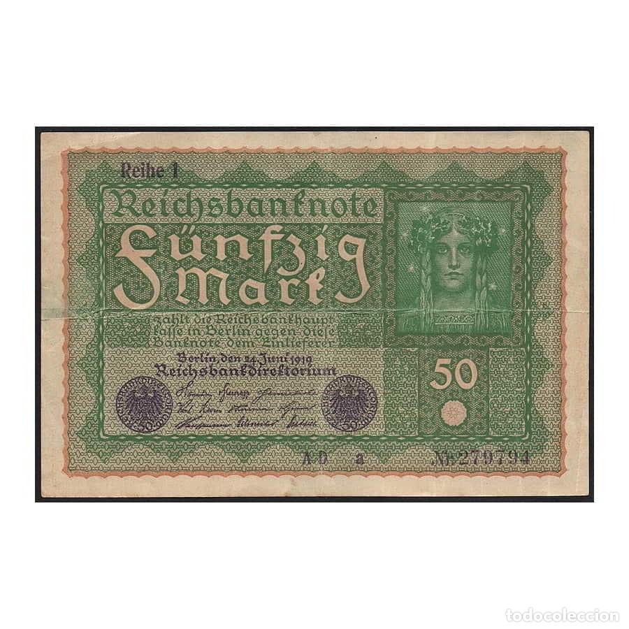 Billetes extranjeros: Alemania 1919 [BLL] Reichsbanknote. 50 Marcos (MBC)