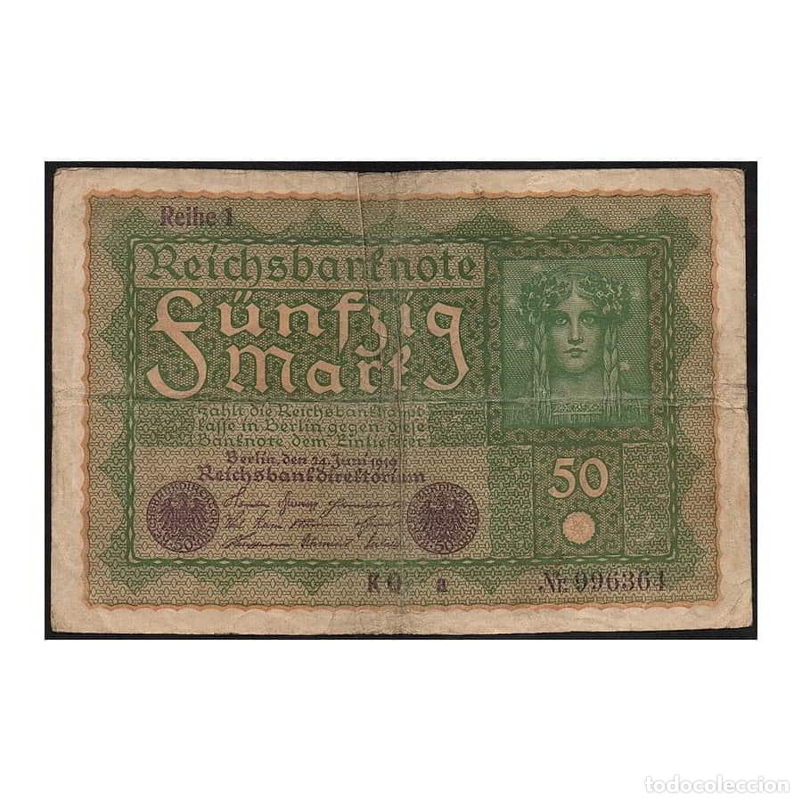 Billetes extranjeros: Alemania 1919 [BLL] Reichsbanknote. 50 Marcos (BC-)