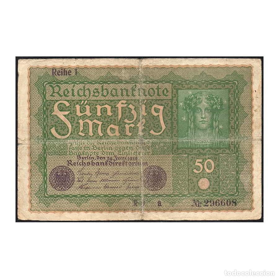 Billetes extranjeros: Alemania 1919 [BLL] Reichsbanknote. 50 Marcos (BC)