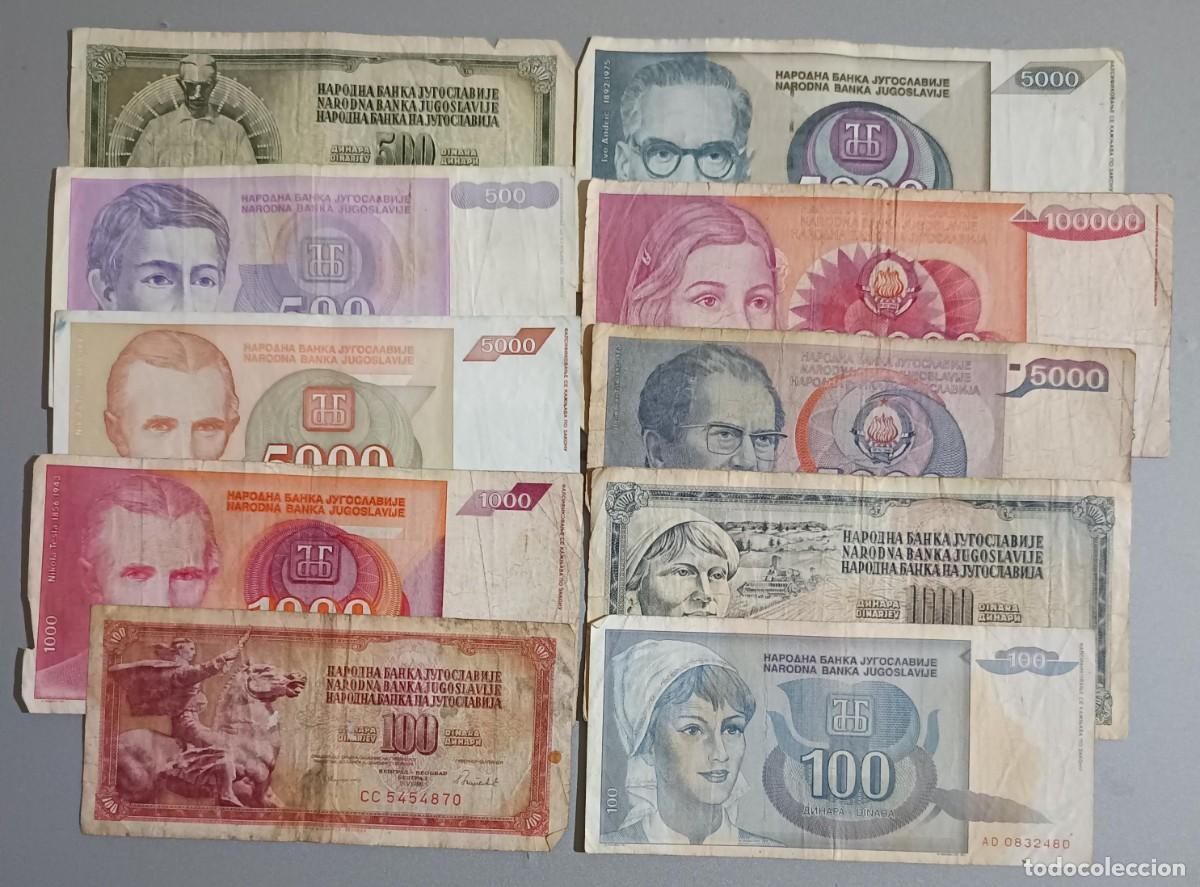 Billetes extranjeros: B06 - Yugoslavia lote 10 billetes diferentes usados
