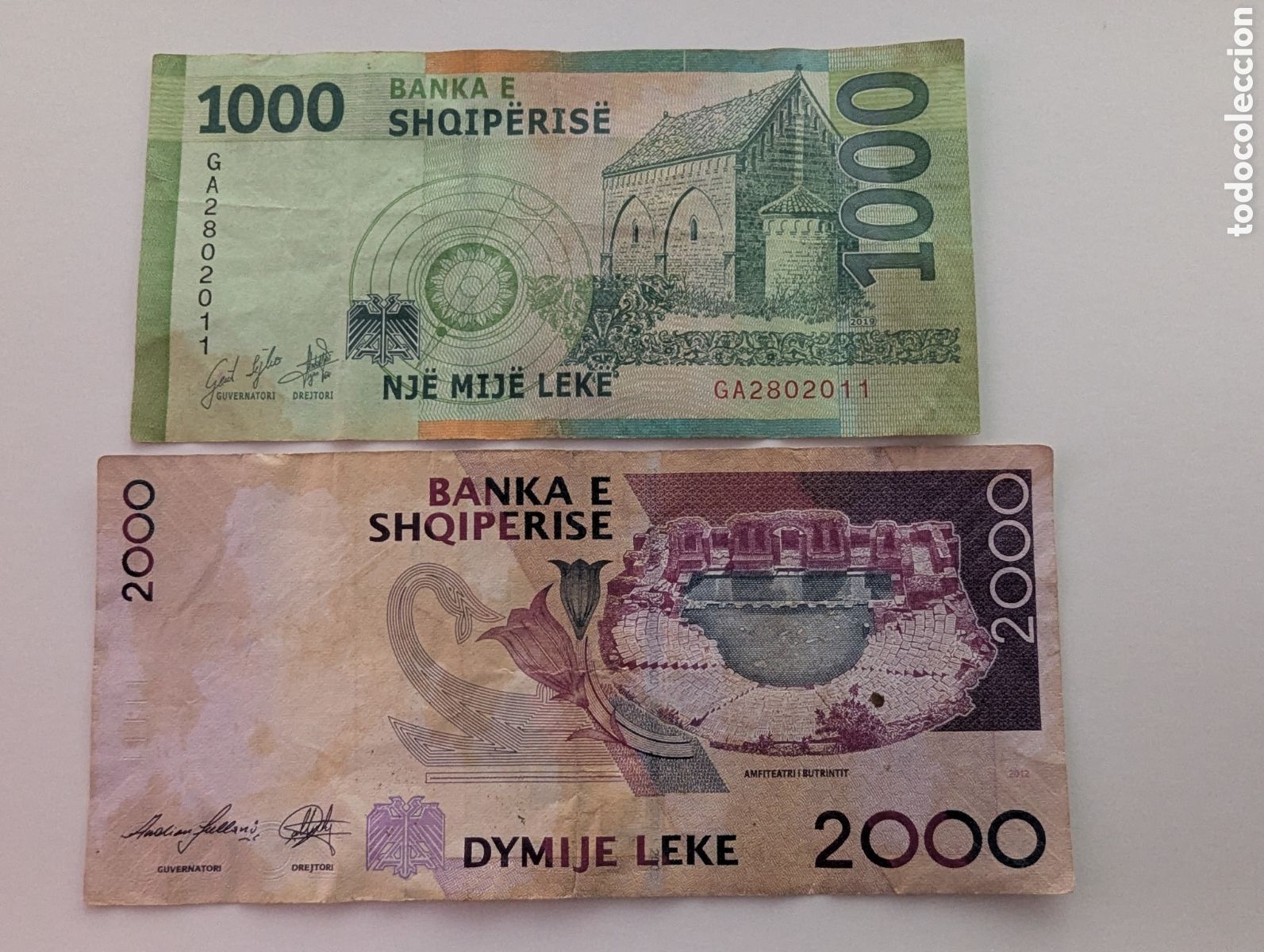 Billetes extranjeros: Billetes Albania 1000 y 2000 leke - Foto 2