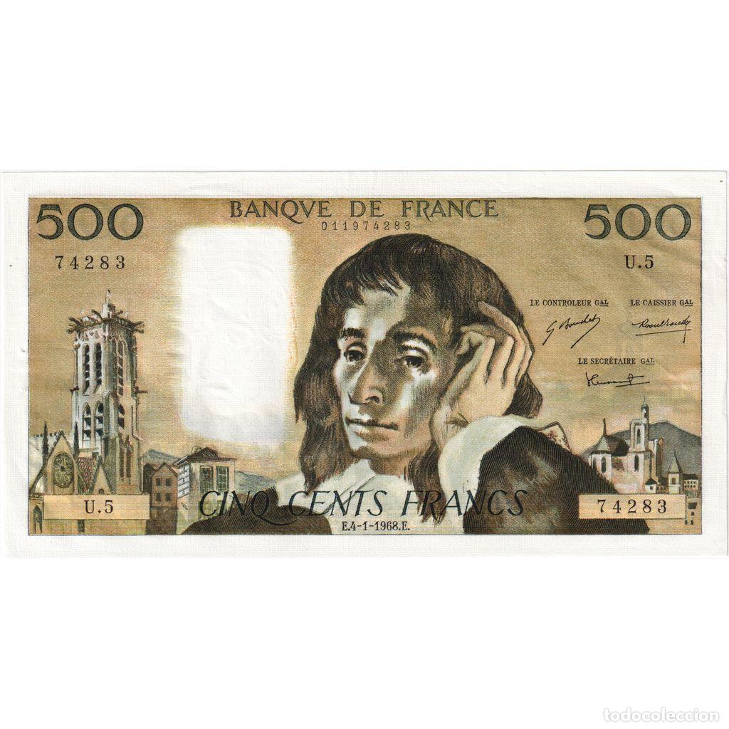 Billetes extranjeros: [#1231558] Francia, 500 Francs, Pascal, 1968-01-04, U.5, MBC+