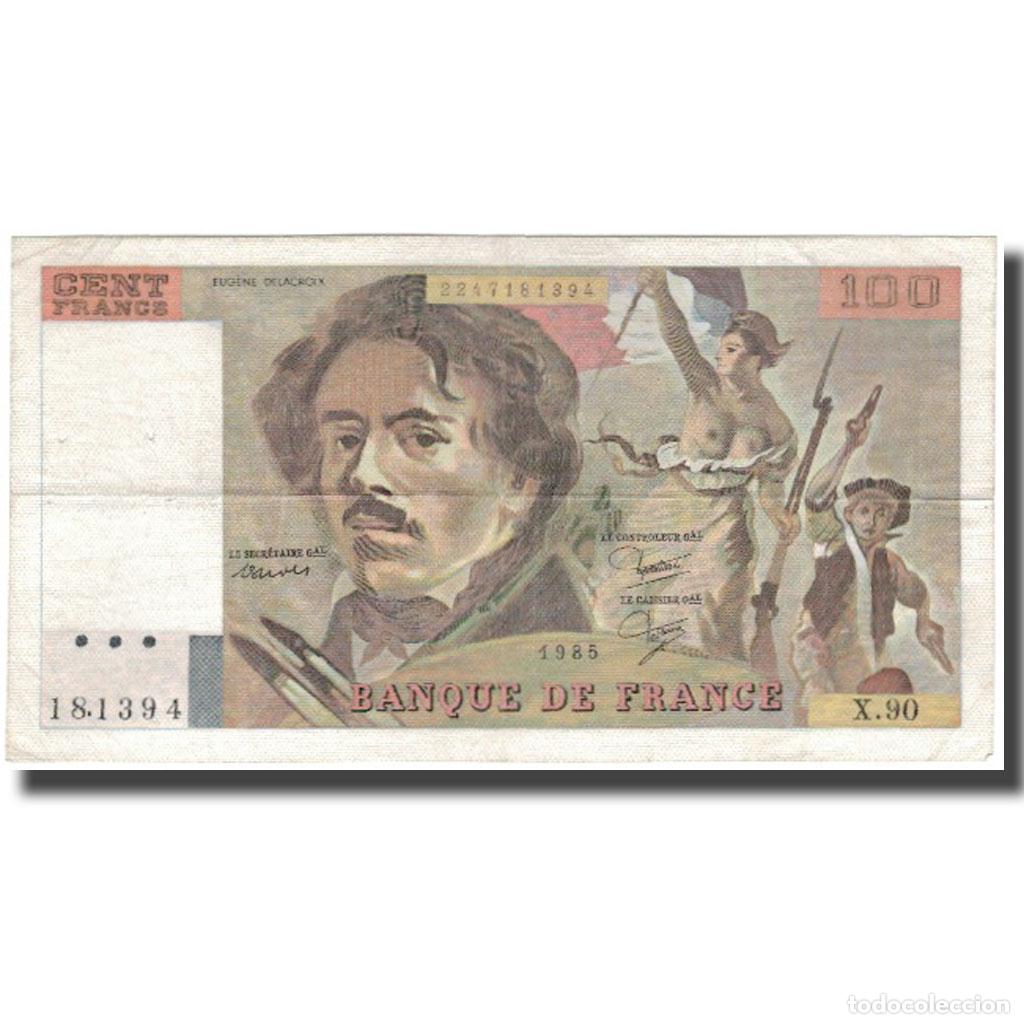 Billetes extranjeros: [#632977] Francia, 100 Francs, Delacroix, 1985, MBC, Fayette:69.09, KM:154b