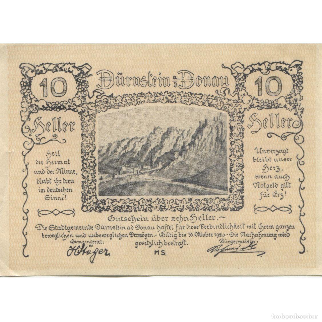 Billetes extranjeros: [#282837] Billete, Austria, D&uuml;rnstein, 10 Heller, montagne 1920-10-31, SC Mehl:FS 138