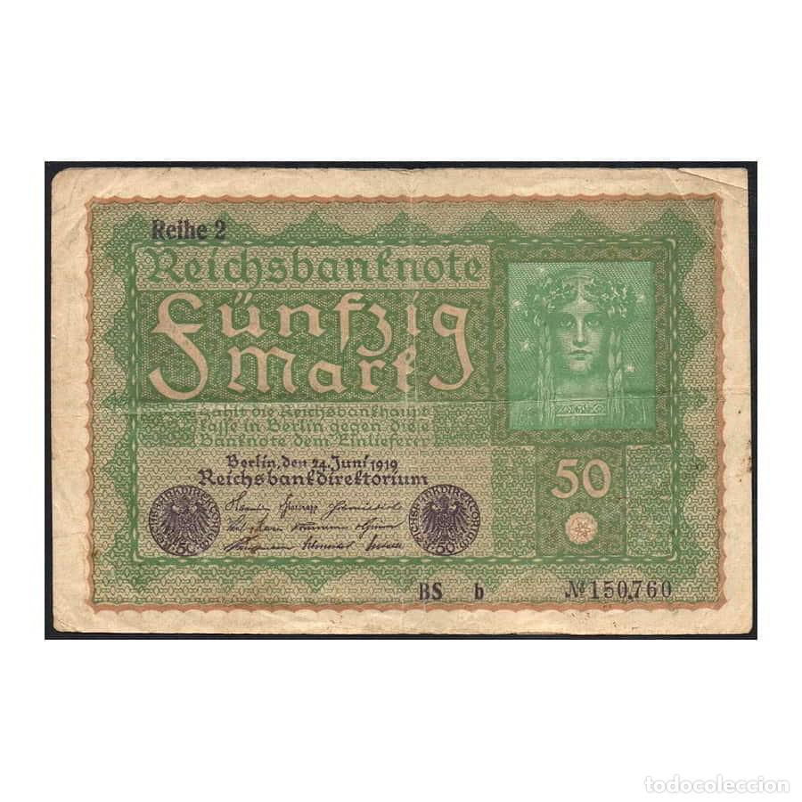 Billetes extranjeros: Alemania 1919 [BLL] Reichsbanknote. 50 Marcos (BC)