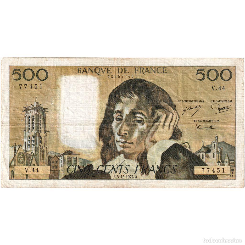Billetes extranjeros: [#1230620] Francia, 500 Francs, Pascal, 1974-12-05, V.44, BC+