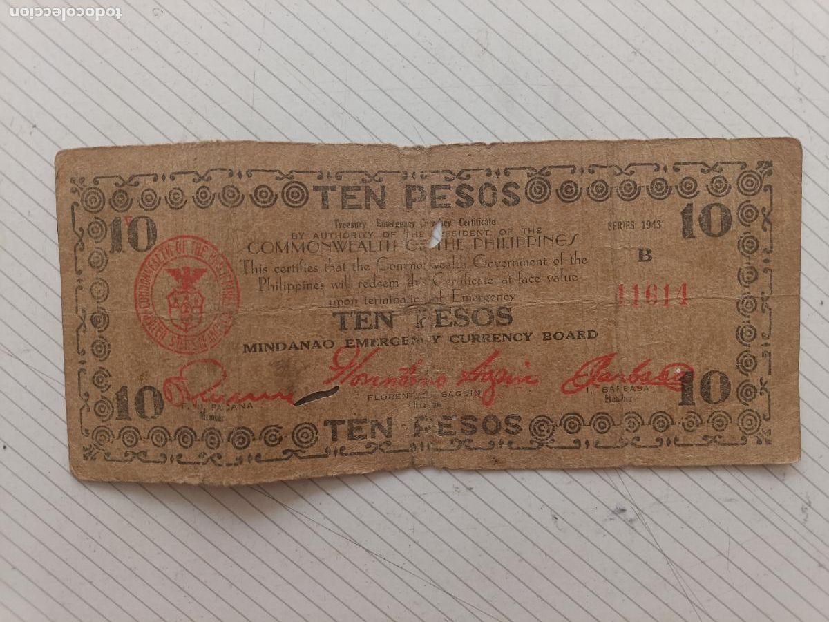 Billetes extranjeros: Filipinas. 10 pesos Mindanao 1943