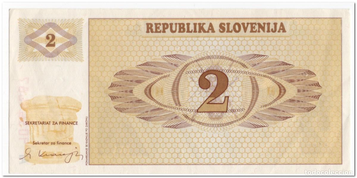 Billetes extranjeros: SLOVENIA,2 TOLAR,1990,P.2,XF+