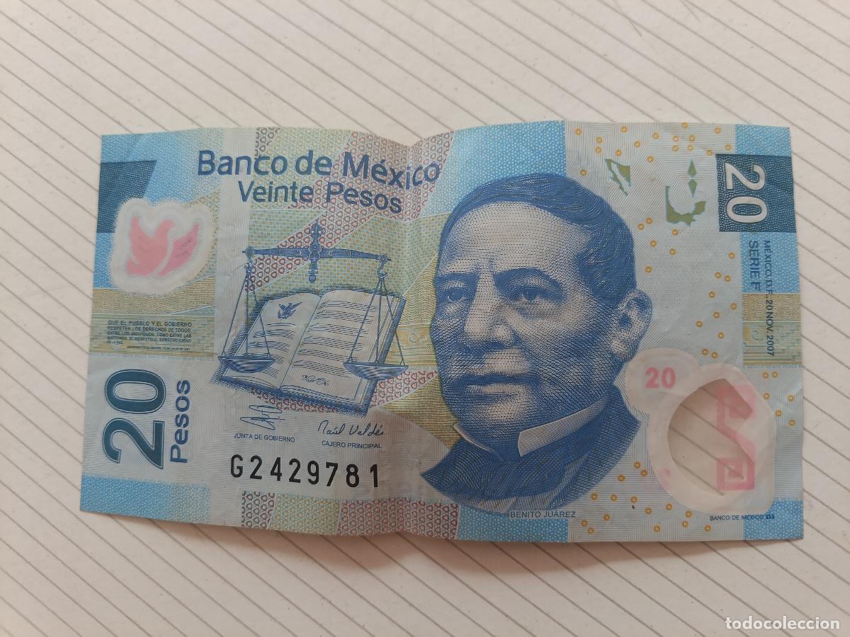 Billetes extranjeros: M&eacute;xico. 20 pesos de 2007