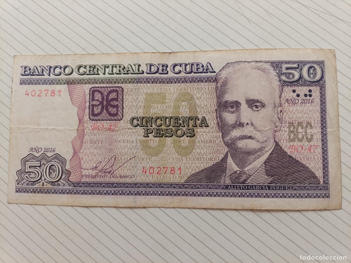 Billetes extranjeros: 50 PESOS BANCO NACIONAL DE CUBA A&Ntilde;O 2016