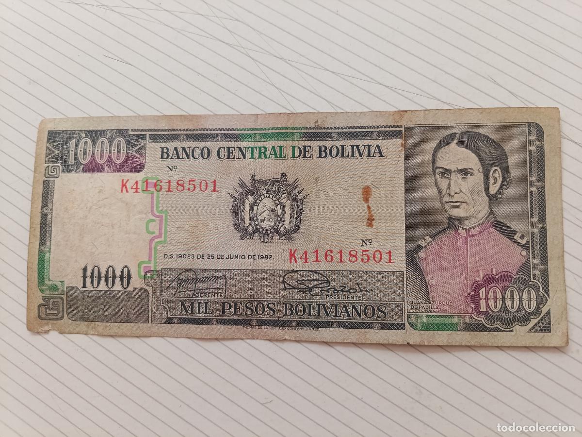Billetes extranjeros: Bolivia 1000 Pesos Bolivianos Juana Azurduy 1982